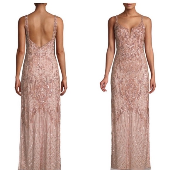 Brand new Aidan Mattox beaded V-NOTCH sleeveless long gown - Picture 6 of 17